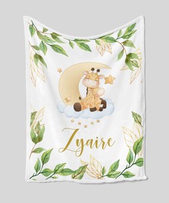 Personalized Giraffe and Moon Quilt Blanket - Cozy Family Blanket