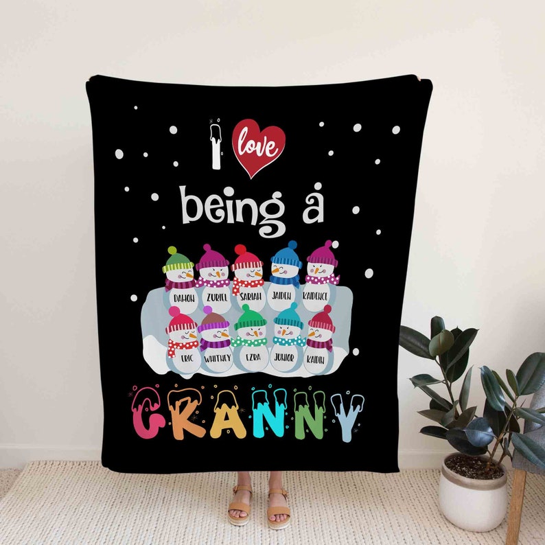 Personalized Grandparents Snowman Quilt Blanket - Great Gifts for Family - Image 2