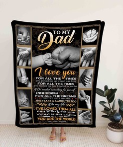 Personalized Hand Holding Quilt Blanket For Dad - Home Decoration