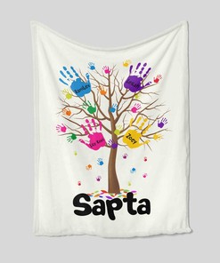 Personalized Hand Tree Grandparents Quilt Blanket - Home Decoration