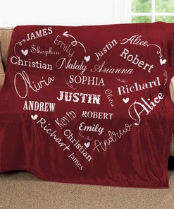 Personalized Heart Monogrammed Blanket, Ideal Gift for Grandparents and Home Decoration