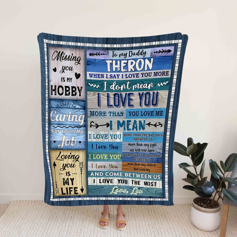 Personalized I Love You Dad Quilt Blanket - Great Gifts for Family - Image 2