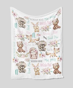 Personalized Jungle Baby Quilt Blanket - Cute Family Picnic Blanket