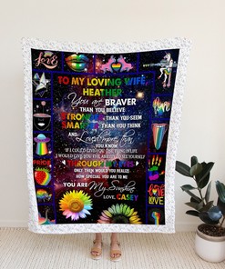 Personalized LGBT Rainbow Pride Blanket for My Wife - Great Gifts for Family, Bedroom Decor