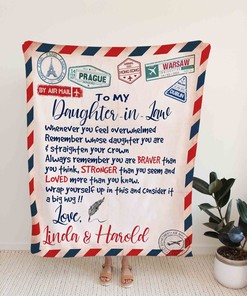 Personalized Letter and Daughter Blanket for Daughter-In-Law - Perfect for Bedroom Decor, Great Gifts for Family