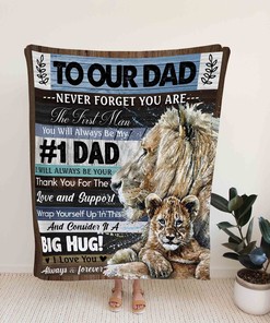 Personalized Lion Dad Blanket, Great Gift for Father's Day and Home Decoration