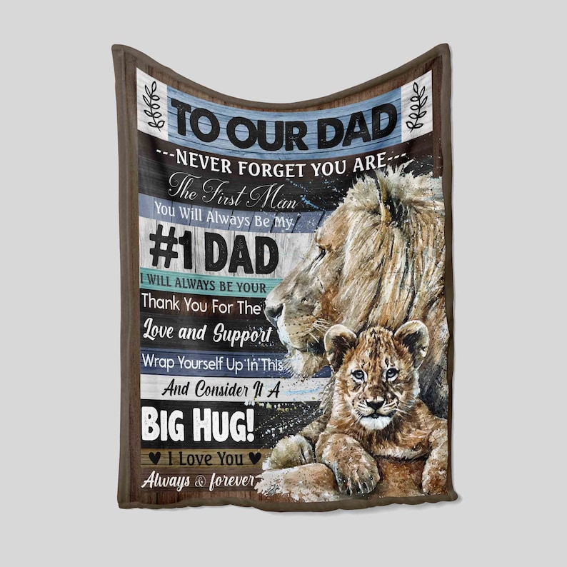 Personalized Lion Dad Blanket, Great Gift for Father's Day and Home Decoration - Image 2