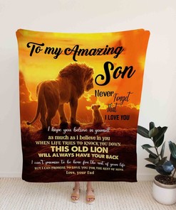 Personalized Lion Quilt Blanket for Son - Custom Name, Family or Suitable for Home Decoration