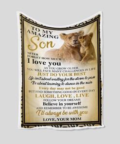 Personalized Lions Family Throw Blanket for Son - Blanket For Boy, Great Gifts for Family or Christmas Gift