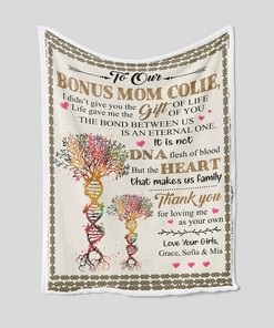 Personalized Mother and Bonus Mom Blanket Set - Great Gifts for Family, Home Decoration