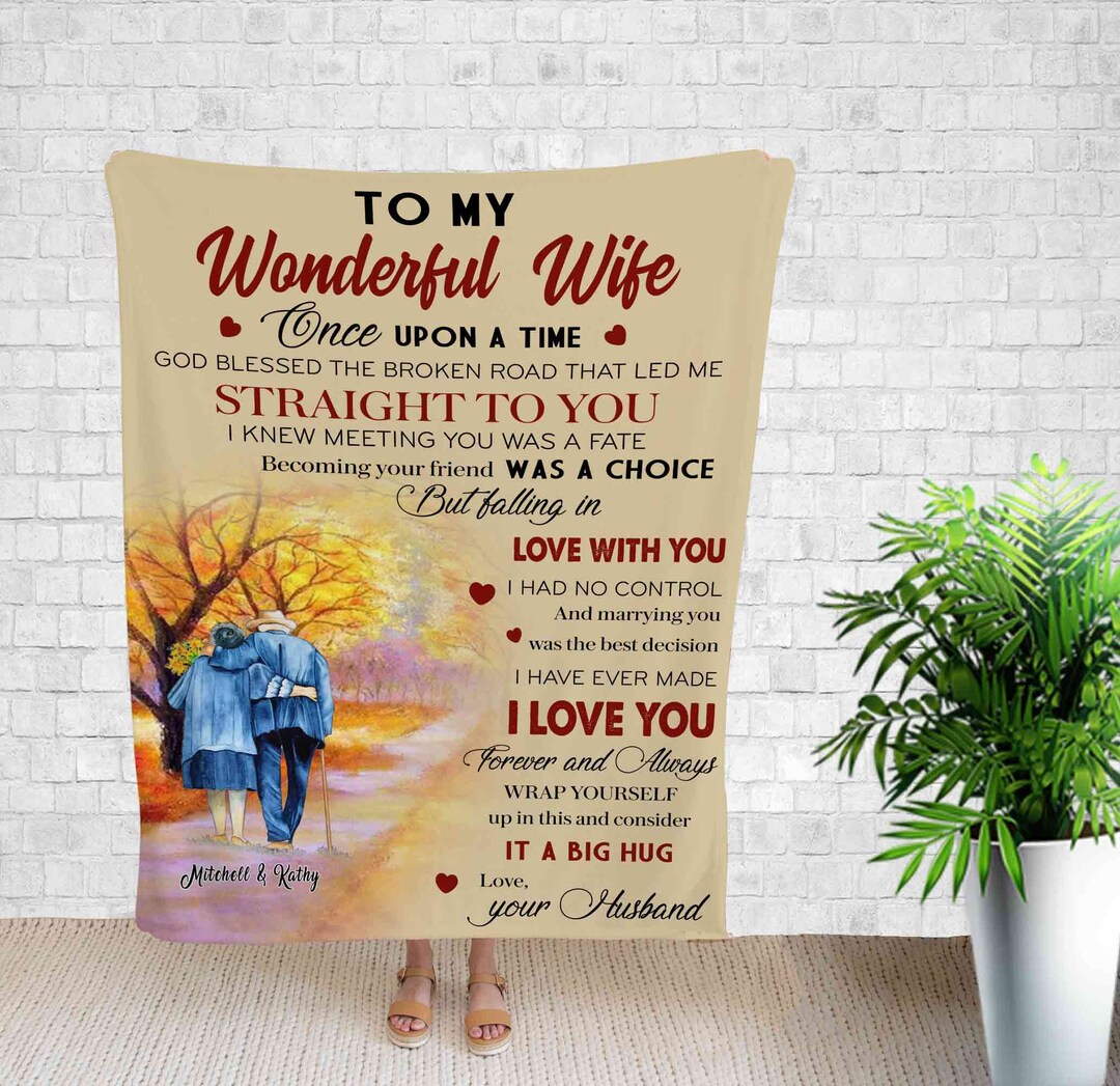 Personalized Name Blanket for Wife - Perfect for Bedroom Decor, Great Gifts for Family