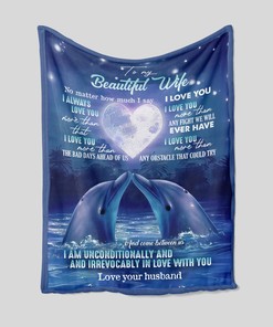 Personalized Name Blanket with Dolphin Design for Wife - Home Decoration, Great Gifts for Family