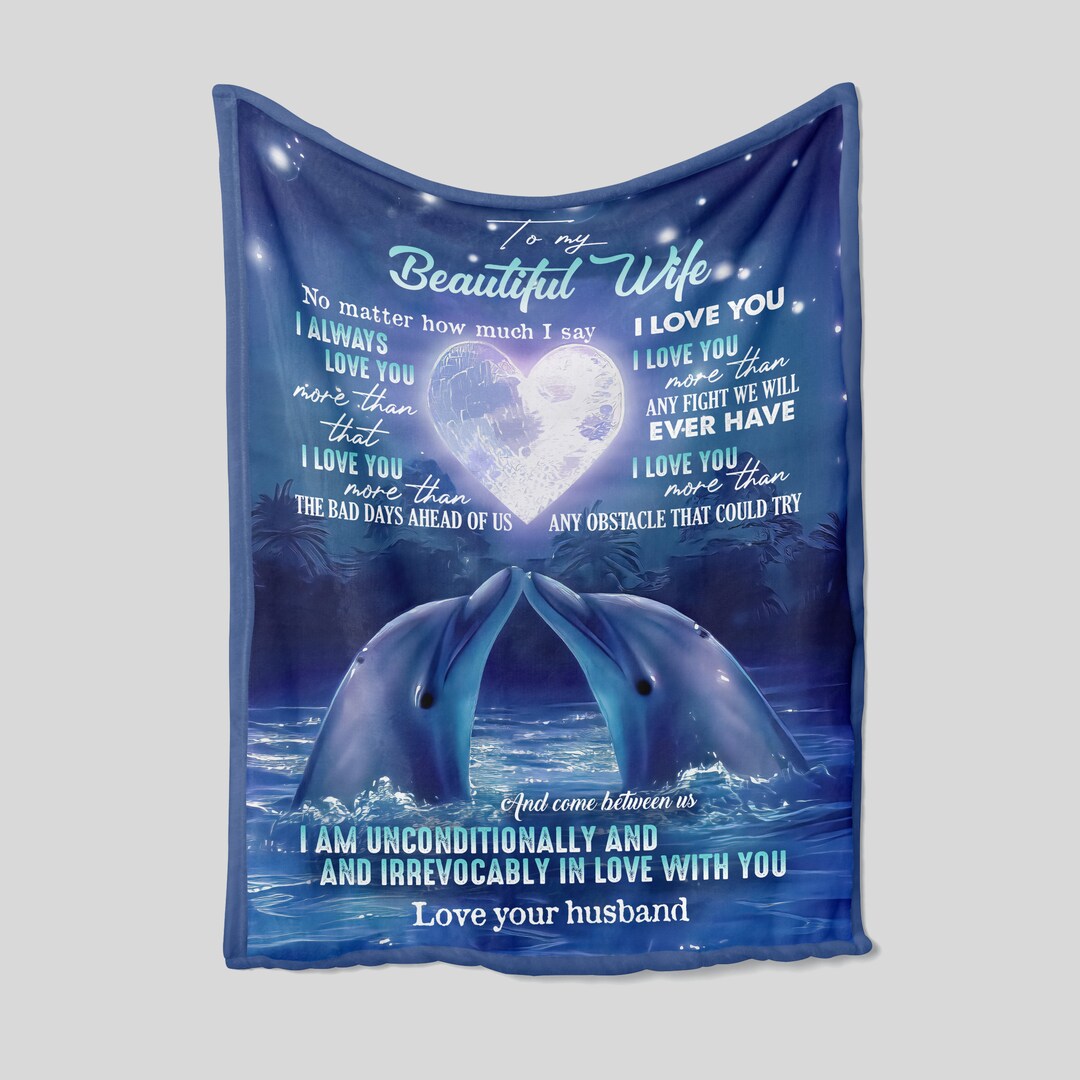 Personalized Name Blanket with Dolphin Design for Wife - Home Decoration, Great Gifts for Family