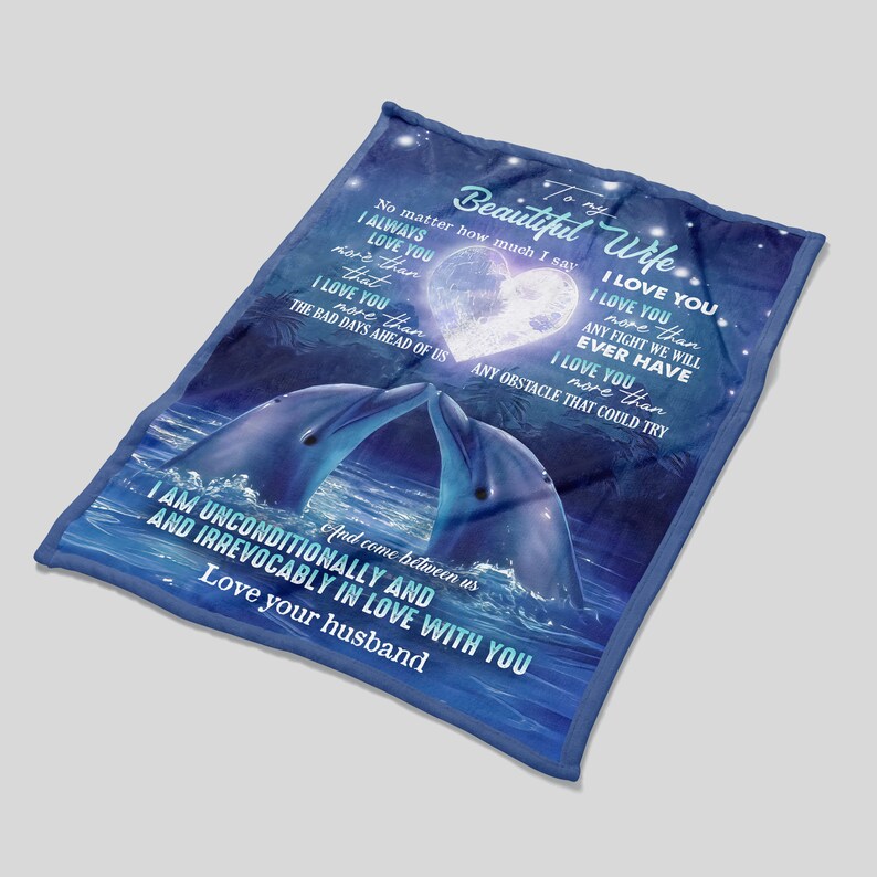 Personalized Name Blanket with Dolphin Design for Wife - Home Decoration, Great Gifts for Family - Image 2