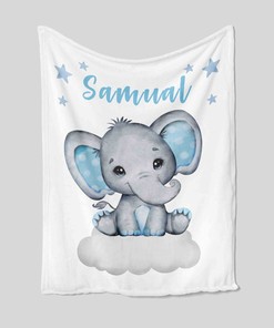 Personalized Name Quilt Blanket - Custom Baby Elephant Bedding Set