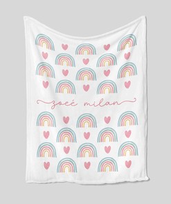 Personalized Name Rainbow Quilt Blanket - Custom Name, Perfect for Baby or Great Gifts for Family