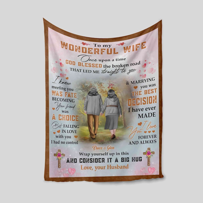 Personalized Old Couple Anniversary Blanket for Wife - Great Gifts for Family, Home Decoration - Image 2