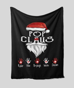 Personalized Pop Claus Quilt Blanket - Custom Hand With Name, Grandpa or Christmas Gift