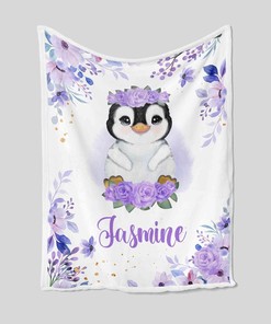 Personalized Quilt Blanket - Penguin, Flower, Family or Great Gifts for Family