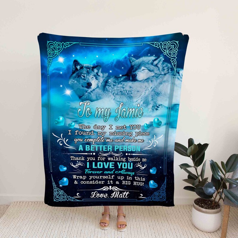 Personalized Quilt Blanket - Wolf, Winter, Heart, Family or Great Gifts for Family - Image 2