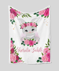 Personalized Rabbit Quilt Blanket - Custom Name, Custom Baby, Family, Gift For Kid or Great Gifts for Family