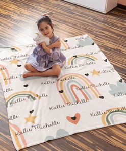 Personalized Rainbow Baby Quilt Bedding Set, Perfect for Baby Shower and Nursery Decoration