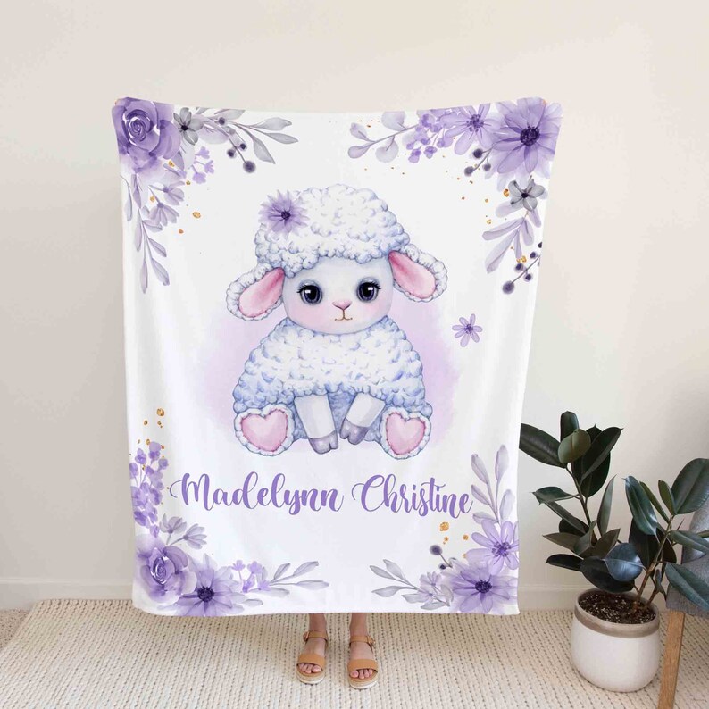 Personalized Sheep Quilt Blanket - Custom Baby Girl, Family or Suitable for Home Decoration - Image 2