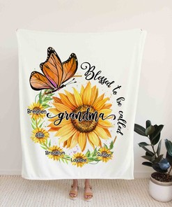 Personalized Sunflower Quilt Blanket - Great Nana Gift