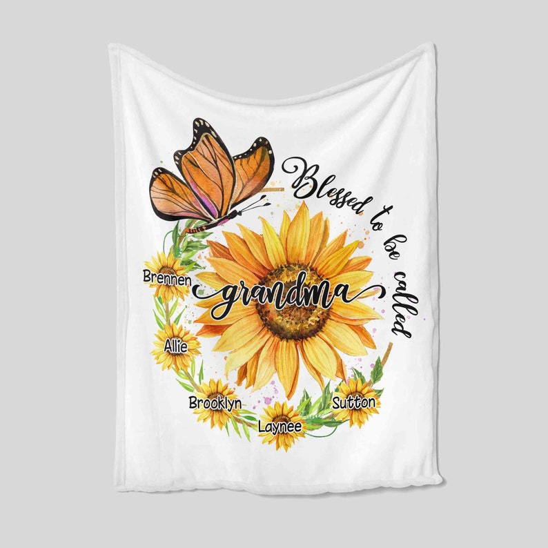 Personalized Sunflower Quilt Blanket - Great Nana Gift - Image 2