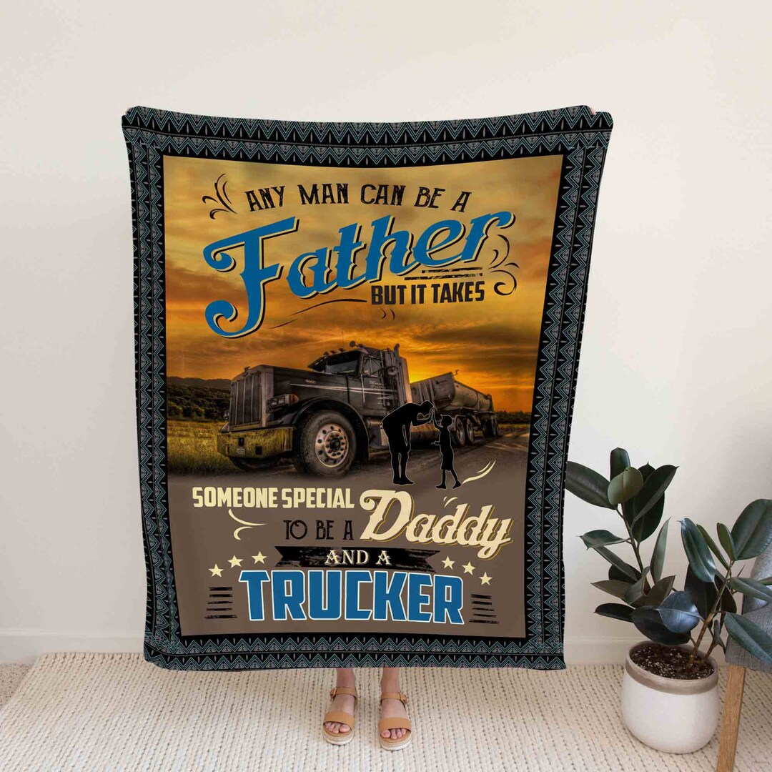 Personalized Trucker Quilt Blanket For Dad - Great Gifts for Family