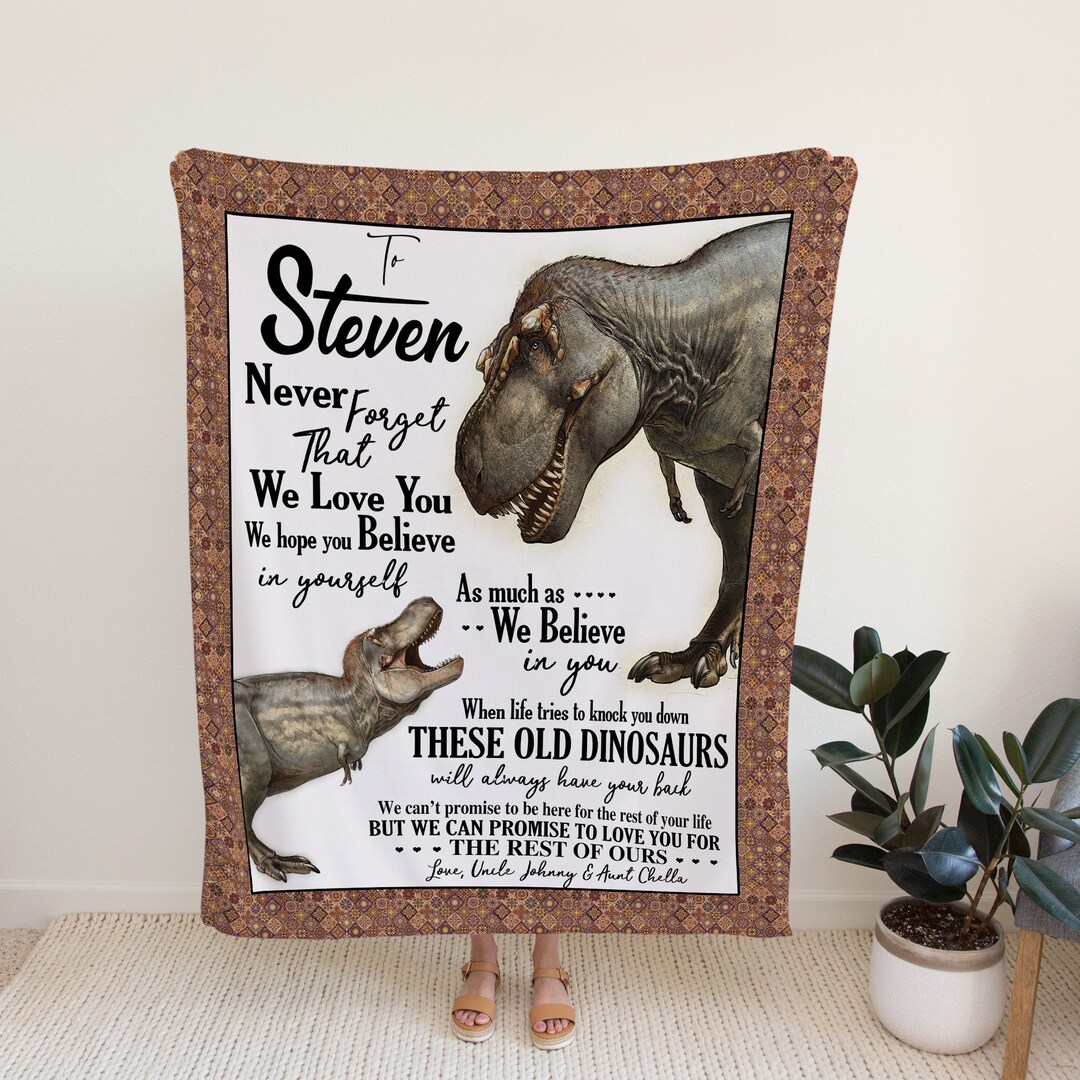 Personalized Uncle And Aunt Blanket Quilt Bedding Set - Unique Dinosaur Quilt Blanket for Boys
