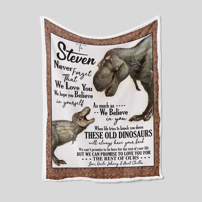 Personalized Uncle And Aunt Blanket Quilt Bedding Set - Unique Dinosaur Quilt Blanket for Boys - Image 2