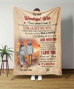 Personalized Valentine Blanket for Wife with Wedding and Old Couple Design - Great Gifts for Family, Home Decoration