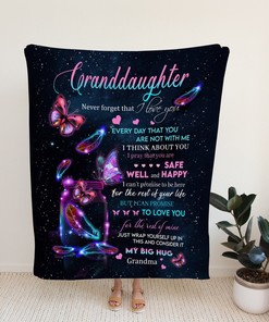 Personalized Violet Butterfly Quilt Blanket Bedding Set for Granddaughter - Great Gifts for Family