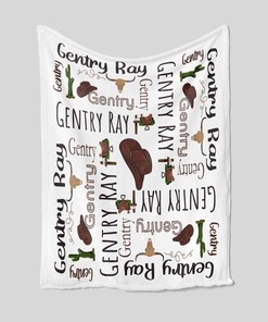 Personalized Western Baby Quilt Blankets - With Name for Boys, Cowboy Print or Great Gifts for Family