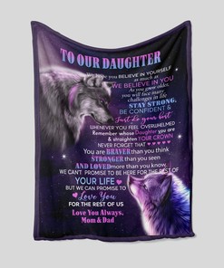 Personalized Wolf Blanket for Daughter with Mom Design - Great Gifts for Family, Home Decoration
