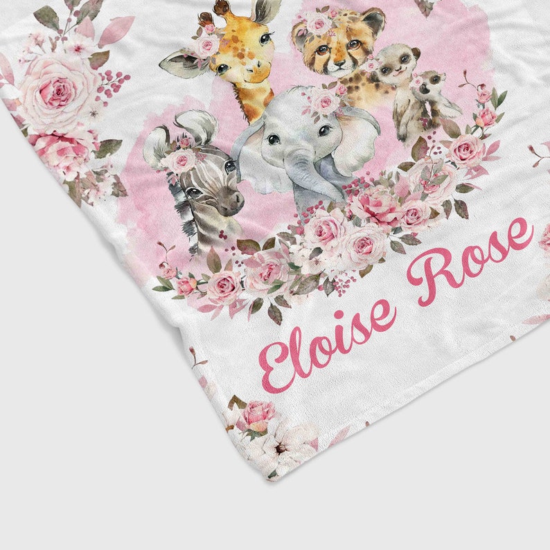 Personalized Woodland Safari Baby Quilt - Custom Name, Lion, Elephant, Giraffe, Monkey or Suitable for Home Decoration - Image 3
