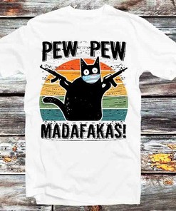 Pew Pew M*****F*****s Meme Cat Face Mask T-Shirt - Cool Cat Lovers Tee: Gift for Anime Lovers Included