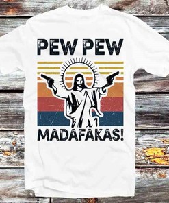 Pew Pew Madafakas Religious Joke Unisex Anime T-Shirt - Humor Fan and Bold Statement Gift