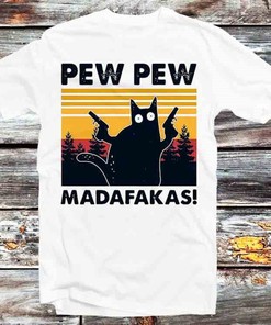 Pew Pew Madafakas Retro T-Shirt - Cool Gift for Anime and Cat Lovers