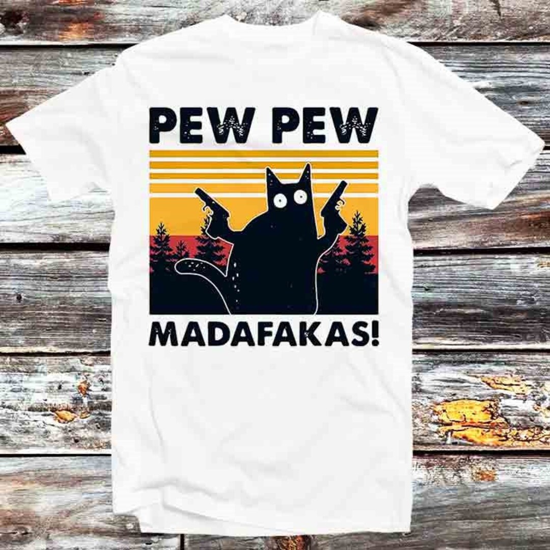 Pew Pew Madafakas Retro T-Shirt - Cool Gift for Anime and Cat Lovers