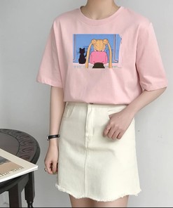 Pink Sailor Moon Aesthetic Tee - Luna and Usagi Anime Clothing Gift