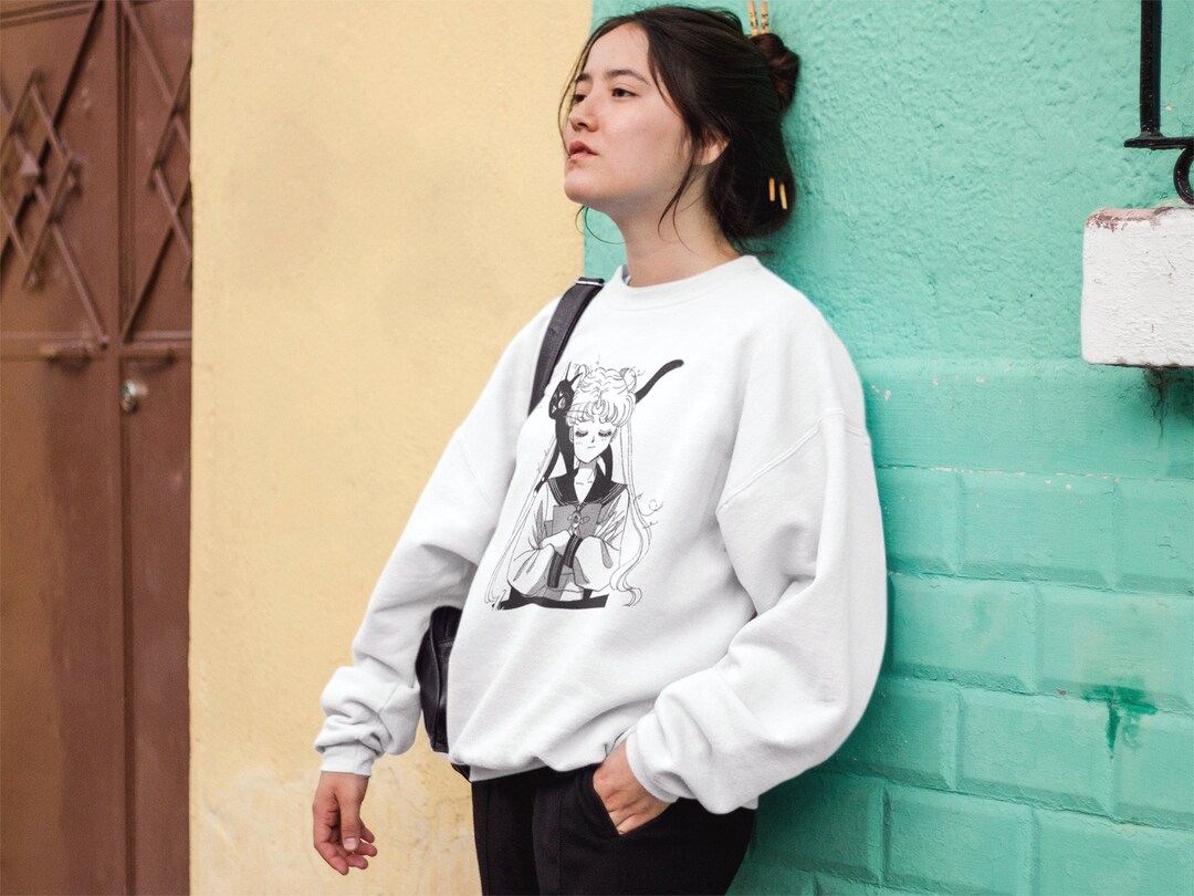 Pink Sailor Moon Hoodie, Pastel Anime Sweatshirt for Women, Harajuku Clothing Anime Fashion for Winter