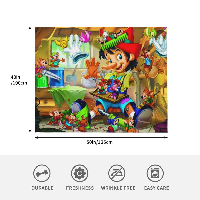 Pinocchio Personalized Quilt Blanket - Ideal for Picnics & Home Decoration - Image 4
