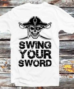 Pirate Skull Sword Swing Vintage Style T-Shirt - Anime & Cartoon Gift for Pirate Enthusiasts