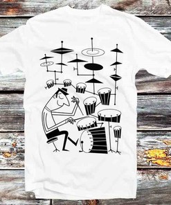 Play That Beat Drummer Drums T-Shirt - Vintage Retro Cool Gift for Music Fans
