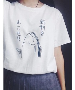Premium Cotton Fish Anime T-Shirt - Japanese Tee for Fans