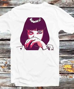 Pulp Fiction Mia Wallace T-Shirt - Classic Vintage Retro Tee for Fans of Quentin Tarantino and Anime
