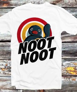 Rainbow Cartoon Pingu Noot Noot Tee for Anime Fans