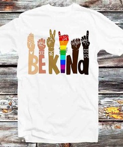 Rainbow Sign Language T-Shirt - Be Kind and Spread Kindness with This Cool Tee for Anime Fans and LGBT Supporters